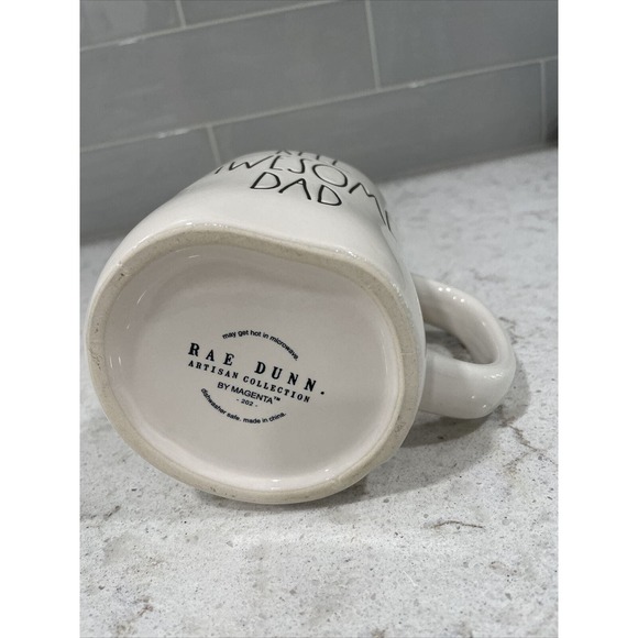 REEL AWESOME DAD Rae Dunn Mug 19oz FISHING LURE Sports Father Papa Pop Daddy Fly - Picture 3 of 5